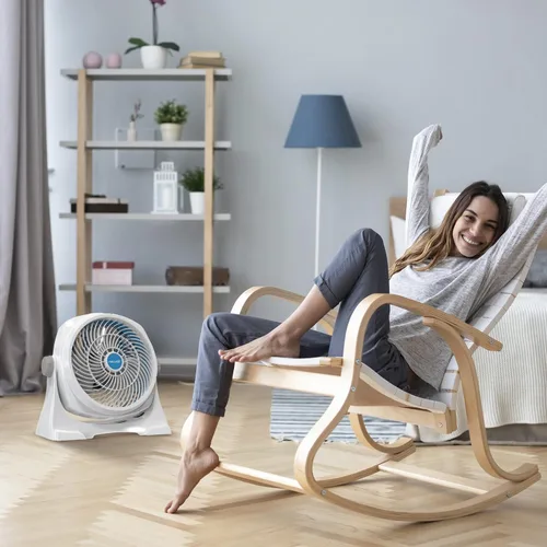 Vista 5 de NewAir Potente ventilador portátil de circulación de aire de 12 pulgadas en blanco Montaje en pared, pivote de 360°, hasta 40 pies de alto flujo