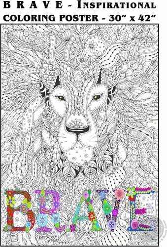 Vista 5 de SJPRINTER Arte de pared inspirador, póster motivacional gigante para colorear con mandala, para niños y adultos, ideal para niñas y niños