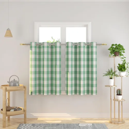 Vista 131 de Cortinas de 24 pulgadas de largo con diseño Buffalo Check Gingham Plaid para ventanas de cocina y baño, tratamiento para ventanas con 2 paneles