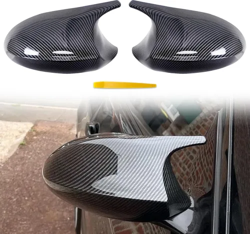 Vista 2 de Tapas de Espejo de Puerta de Fibra de Carbono Estilo Espejo Lateral Trasero para Coche de 3-Serie E90 E92 E93 Sedán 2005-2007 (Fibra de Carbono)