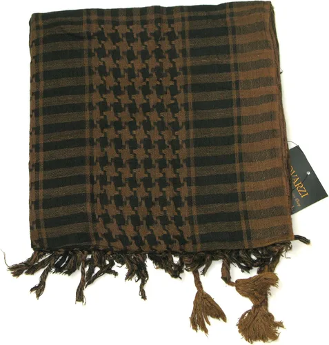 Vista 3 de LOVARZI Shemagh Keffiyeh - Bufanda militar táctica de algodón para la cabeza, el cuello y la cara, Negro