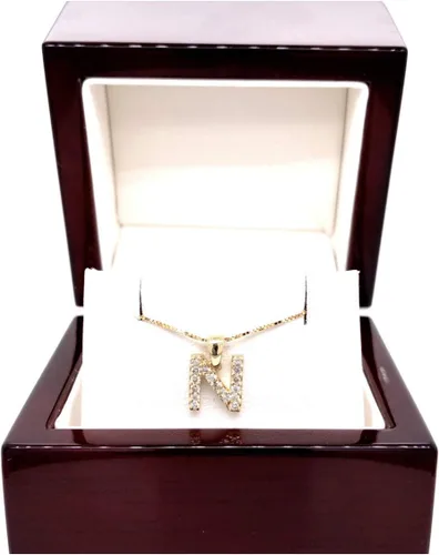 Vista 77 de Collar colgante con letra inicial de diamantes en oro amarillo de 14k (1/10 quilates) 18 pulgadas