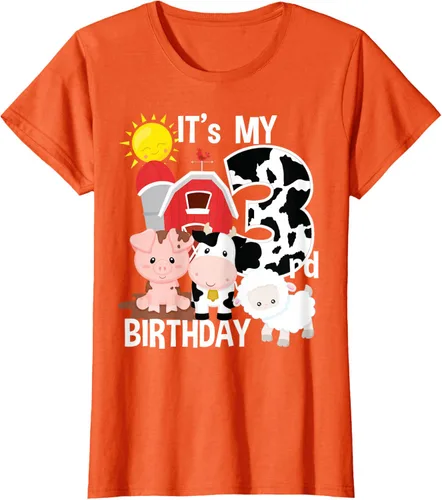 Vista 47 de Camiseta con diseño de animales de granja con texto en inglés "It's My 3rd Birthday" Negro