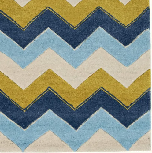 Vista 4 de Linon Colección Trío RUG-TARL3681, azul, 8 x 10