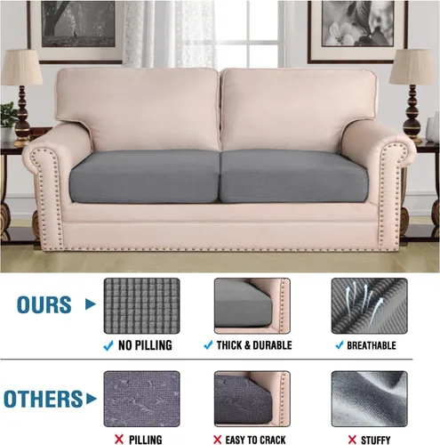 Vista 368 de H.VERSAILTEX Fundas de Cojín de Asiento Individuales Super Elásticas Fundas de Sofá Fundas de Cojín de Sofá Fundas Deslizables Juegos Tela de Sarga