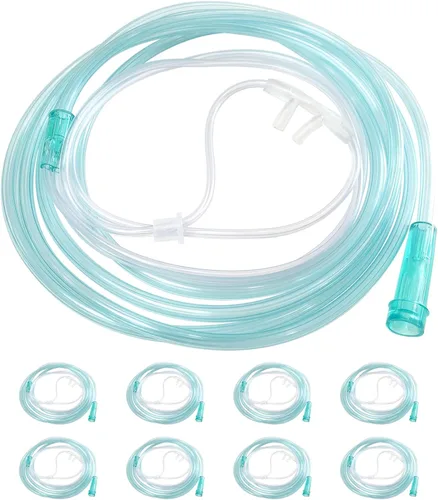 Vista 8 de Paquete de 5 cánula nasal de oxígeno suave para adultos, tubo de cánula nasal estándar de 8.2 pies para concentrador de oxígeno, tubo de oxígeno