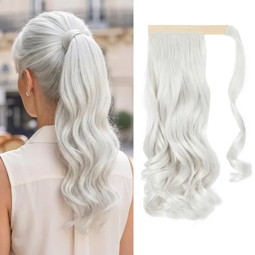 Vista 35 de CJL HAIR 14" Extensión de cola de caballo corta con cabello rizado y ondulado, clip en la cola de caballo, extensión de pelo sintético falso