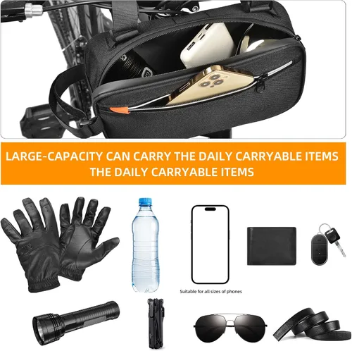 Vista 4 de Bolsa de Manillar de Bicicleta Profesional Impermeable Bolsa Frontal de Barra Transversal de Bicicleta Cesta de Bicicleta Bolsas de Marco