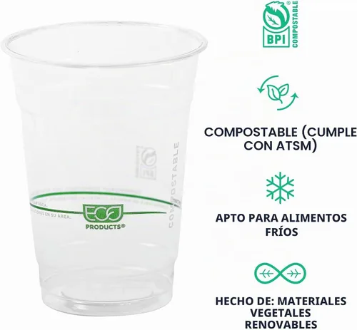 Vista 4 de ECO PRODUCTS GreenStripe - Vasos fríos desechables transparentes, 16 onzas