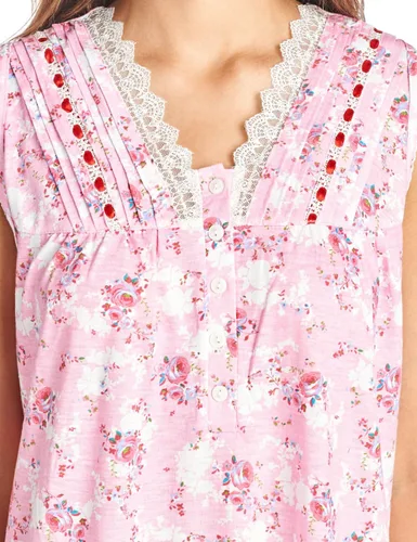 Vista 4 de Casual Nights Camisón sin mangas de encaje floral y cinta para mujer