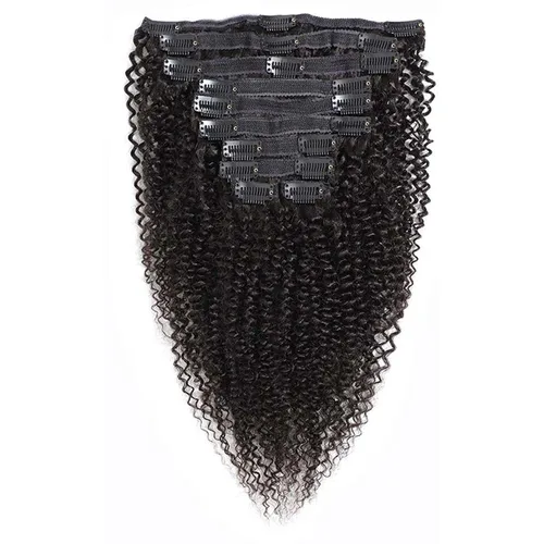 Vista 12 de Cabello humano rizado, brasileño 100% virgen, sin procesar, mechones con broche frontal, extensiones de pelo/extensión de cola de caballo, paquete