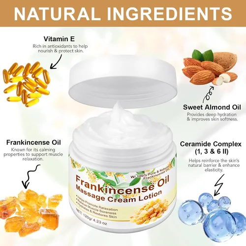 Vista 2 de Bálsamo de incienso para antienvejecimiento, soporte muscular, crema de incienso hidratante profunda para piel sensible, piel seca - hidratante