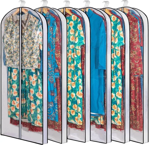 Vista 12 de Mskitchen Almacenamiento de ropa colgante con fundas reforzadas de 4 pulgadas (juego de 6) – Traje transparente, suéter, camisa, protectores