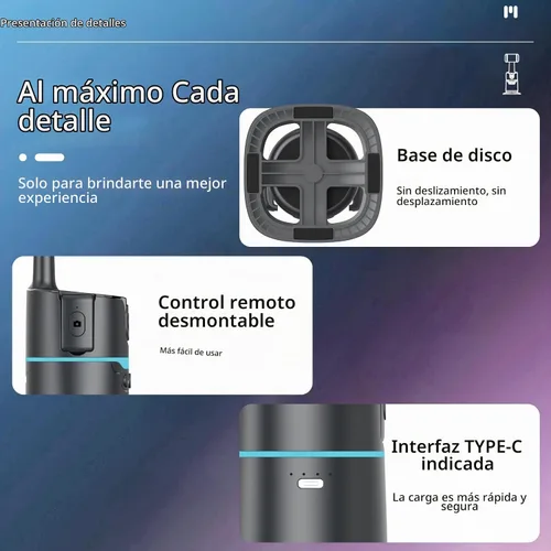 Vista 5 de Trípode automático de seguimiento facial para iPhone Android con 2 luces