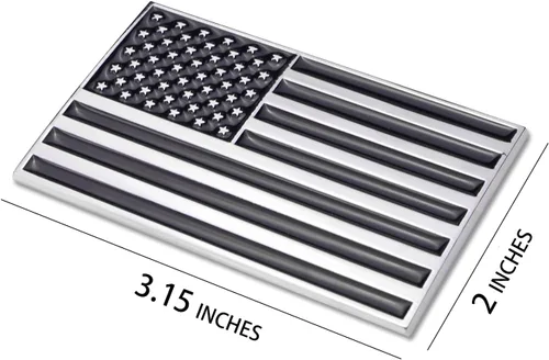 Vista 3 de Adhesivo metálico 3D de bandera estadounidense negra para automóvil, 3.15 x 2 pulgadas, emblema de aleación de zinc para camión, automóvil, Negro