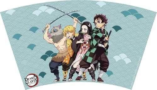 Vista 3 de ABYSTYLE Demon Slayer - Vaso de plástico acrílico de 16 onzas con popote reutilizable y tapa a prueba de fugas, sin BPA con Inosuke, Zenitsu, Nezuko