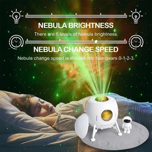 Vista 4 de Proyector de estrellas y galaxias astronautas, luz nocturna, Space Man Lander Astronauta Buddy Starry Nebula Proyector de techo Sky LED Starlight
