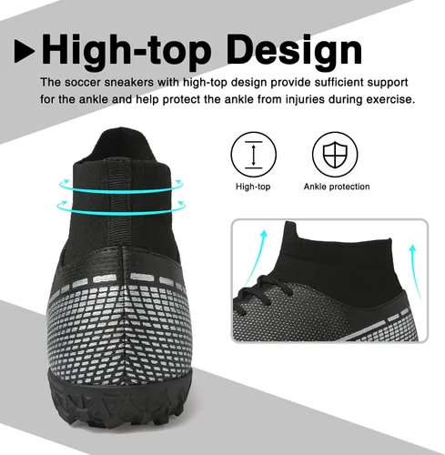 Vista 4 de CBUSTER Tacos de fútbol para hombre, de caña alta, para mujer, AG TF