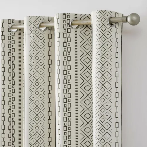 Vista 2 de Melodieux Cortinas bohemias 80% opacas de 63 pulgadas de largo para dormitorio, sala de estar, oscurecimiento de sala de estar, cortinas