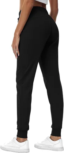 Vista 3 de 2 piezas de pantalones deportivos para mujer, pantalones deportivos de descanso con cordón, pantalones deportivos de cintura alta con bolsillos