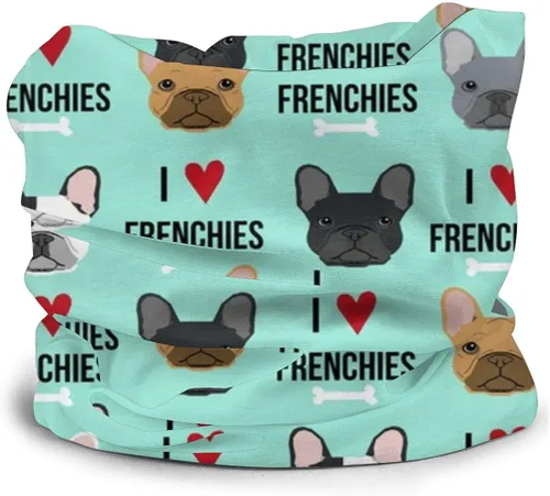 Vista 4 de Bandana de cubierta de cara para cachorros de Bulldog francés, para hombres y mujeres, multifuncional, bufanda, pasamontañas