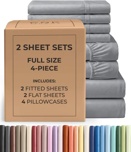 Vista 256 de Pack of 2, Twin Size 3 Piece Sheet Set - Breathable & Cooling - White