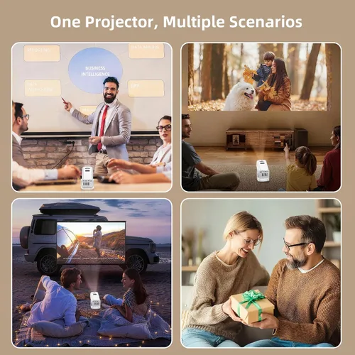Vista 9 de Mini proyector, proyector portátil compatible con 4K, proyector para exteriores Full HD 1080P, proyector de película de rotación de 270°, compatible