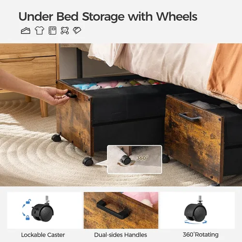 Vista 2 de FOUCSSOMEI Almacenamiento debajo de la cama con ruedas, contenedores de almacenamiento debajo de la cama, cajones debajo de la cama con marco