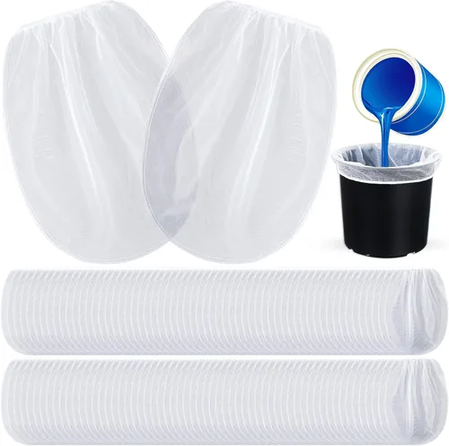 Vista 7 de Boao Bolsas de filtro de pintura, bolsas de filtro de pintura de malla fina blanca, filtro de cubo desechable para pintura, jardinería, protección