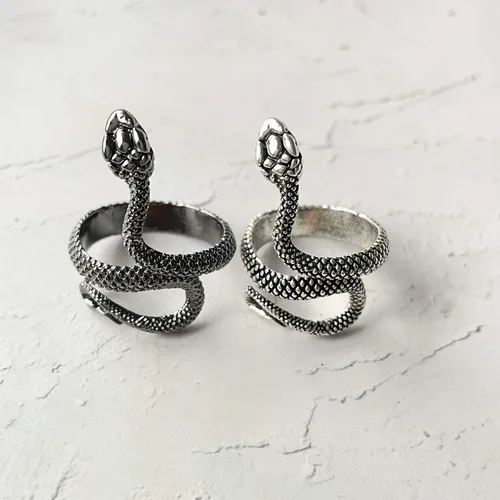 Vista 5 de Anillo largo tiantian serpiente para mujer Animal Punk Vintage Anillos ajustables plata serpiente anillos
