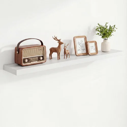 Vista 27 de Marsmiles 12in Depth Floating Shelves, 12x12x1.4, Rustic Brown, Set of 3 Marrón rústico