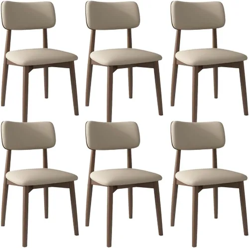 Vista 9 de YVYKFZD Solid Wood Dining Chairs, Kitchen Chairs Set with Curved Backrest, Leather Upholstered Dining Room Chair, Armless Living Room Chair, for