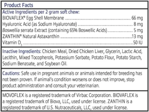 Vista 7 de MOVOFLEX - Masticables suaves para el apoyo de cadera y articulaciones para perros pequeños, 60 unidades de Virbac