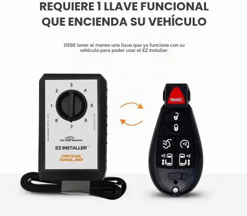 Vista 4 de Programador de llaves simple y llavero para vehículos seleccionados Chrysler, Dodge, Jeep, Ram, Volkswagen