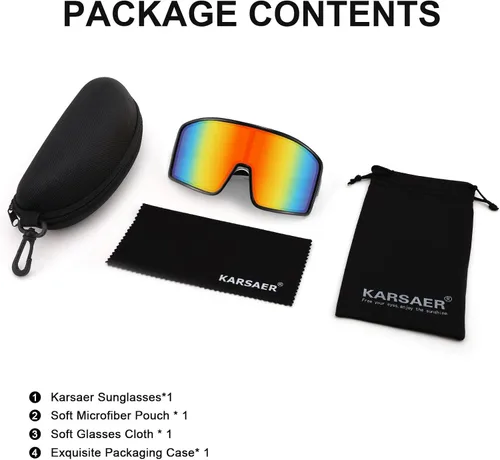 Vista 6 de Karsaer Vision Sports - Gafas de sol de ciclismo de una pieza para exteriores, resistentes al viento, gafas de los años 80, para mujeres y hombres