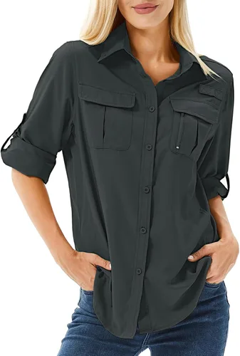 Vista 11 de Camiseta de Manga Larga para Mujer con Protección Solar UPF 50 para Safari, Pesca, Senderismo