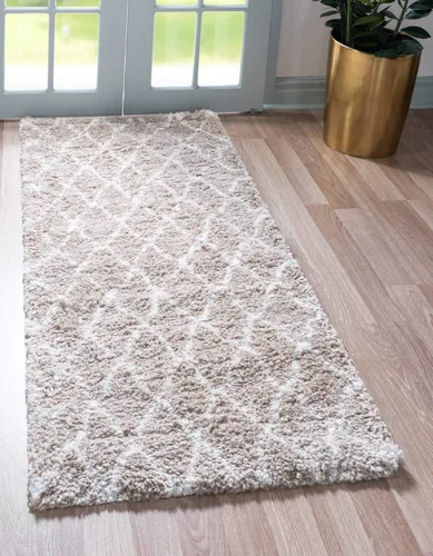 Vista 18 de Unique Loom Rabat Shag Collection - Alfombra de área con enrejado (2 pies 2 pulgadas x 3 pies 1 pulgada, rectangular, marfil puro/gris)