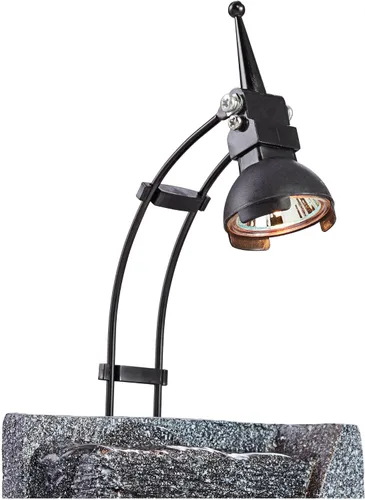 Vista 7 de Kneeling Gold Buddha de 17 pulgadas de alto, pequeña fuente de mesa de piedra sintética para interiores y exteriores, fuente de mesa de piedra