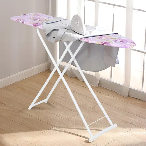 Vista 5 de Tabla de planchar de tamaño completo – Plegable de 4 patas, soporte de hierro resistente ajustable en altura y cubierta extraíble, tabla compacta