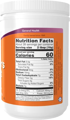 Vista 2 de NOW Foods Suplementos, Polvo de levadura de cerveza con proteína y vitaminas B naturales, 1 libra