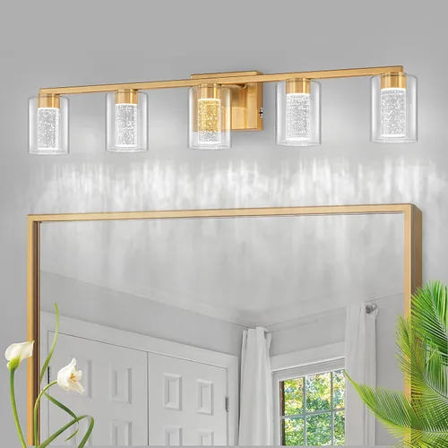 Vista 30 de SineRise - Lámpara de tocador de 2 luces, negra y dorada, con 3 modos de color (3000K/4000K/6000K), lámpara de baño LED con protección ocular