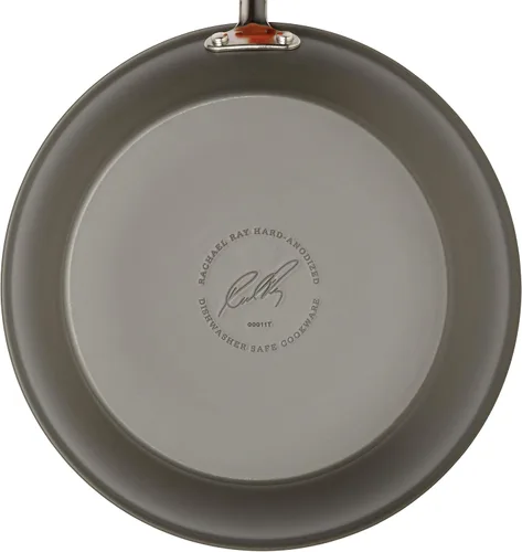 Vista 2 de Rachael Ray Brights - Sartén antiadherente anodizada dura, sartén anodizada dura, 8.5 pulgadas, gris con asas naranjas
