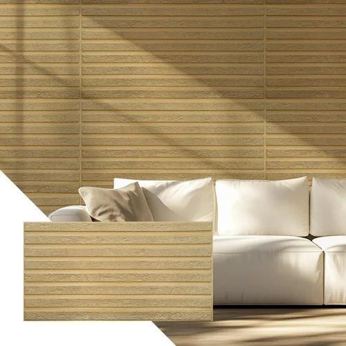 Vista 13 de Dundee Deco PG7042 - Sellos de madera sintética color blanco, beige y marrón, 3.2 x 1.6 pies, panel de pared 3D de PVC, decoración de paneles