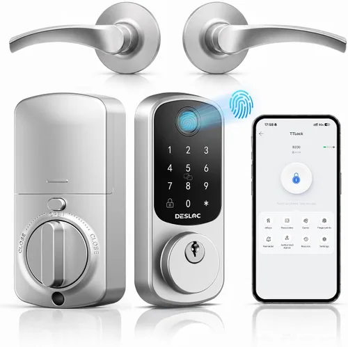 Vista 22 de DESLOC Cerradura de puerta inteligente de huella dactilar B200, cerrojo de Negro