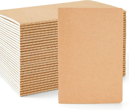 Vista 9 de feela Paquete de 8 cuadernos de papel kraft sin forro, bloc de notas en blanco para dibujar y escribir, cuaderno de bocetos pequeño diario de viaje