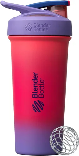 Vista 30 de BlenderBottle Strada Shaker Cup - Botella de agua aislada de acero inoxidable con batidor de alambre, 24 onzas, color negro
