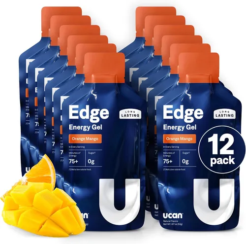Vista 14 de UCAN Edge Energy Gel Shots, chocolate (12 paquetes de 2 onzas) para correr, entrenamiento, ejercicios, fitness, ciclismo, crossfit Sin azúcar