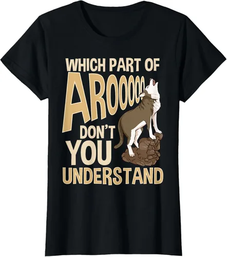 Vista 44 de What Part Of Aroooo Don't You Understand Husky - Camiseta para perro, Negro, S