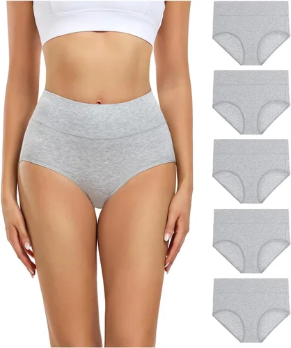 Vista 16 de wirarpa Ropa interior para mujer, de cintura alta, de algodón, suave, cobertura completa, paquete de 5