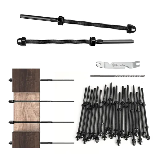 Vista 17 de Muzata Paquete de 10 accesorios de barandilla de cable negro de 1/8 pulgadas, tensor roscado a mano para poste de metal de 2 x 2 pulgadas, sistema